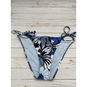 Aerie XL NWOT Bikini Bottom Blue Floral Palm Print Tie Sides Adjustable Swim